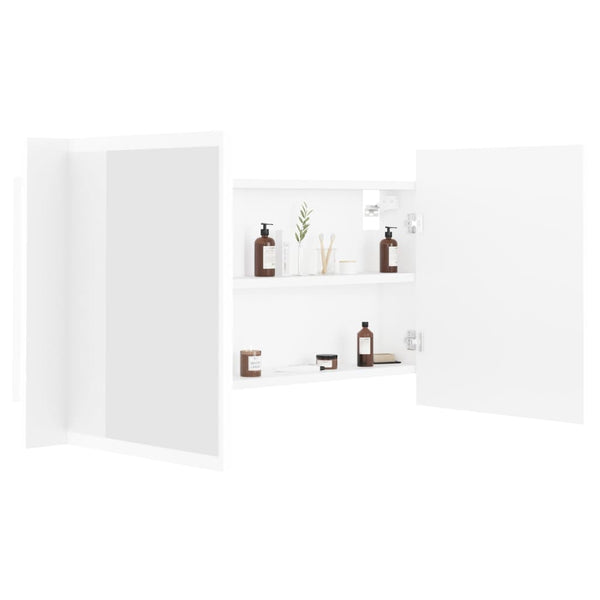 LED Badspiegelschrank Weiß 90 cm