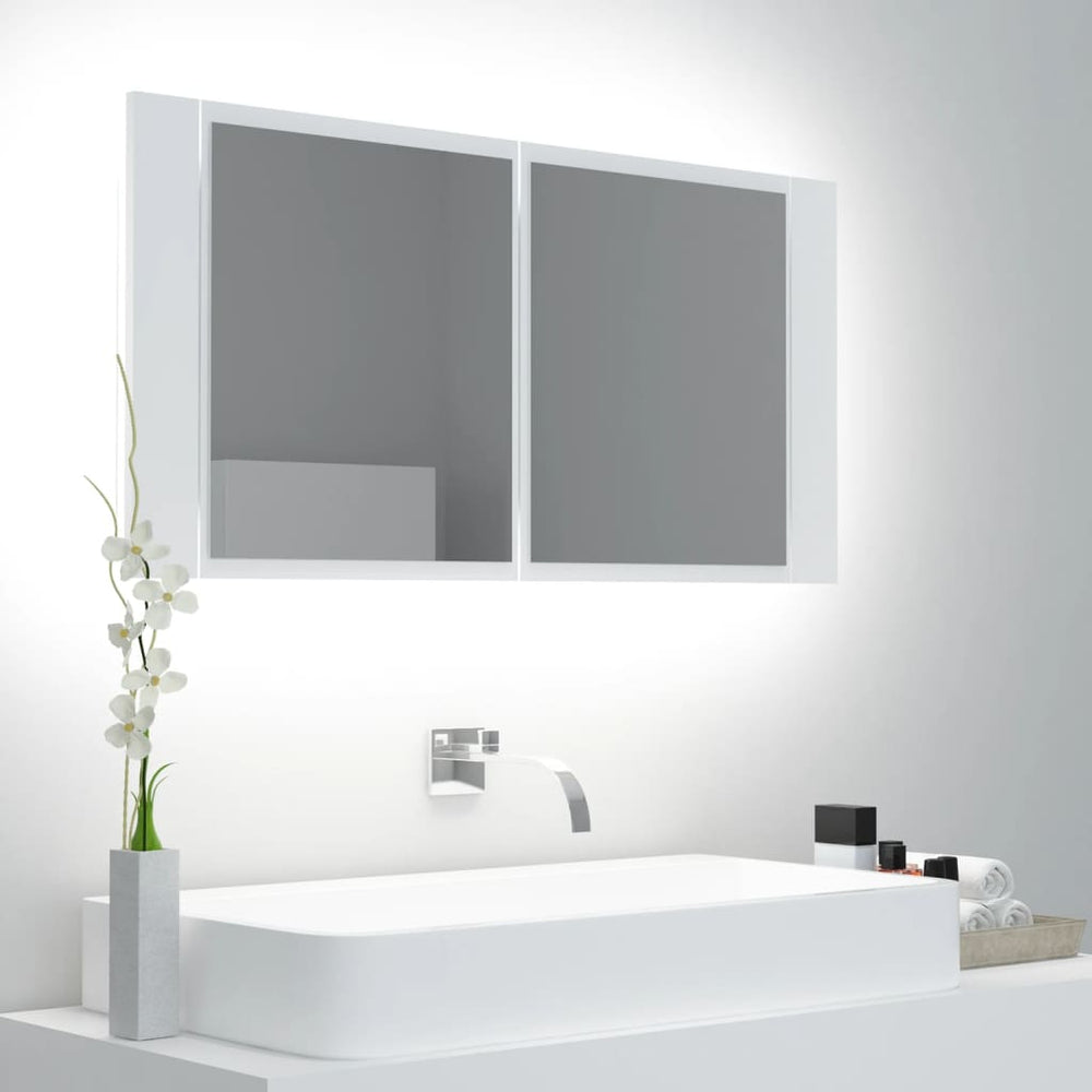 LED Badspiegelschrank Weiß 90 cm