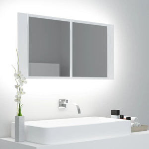 LED Badspiegelschrank Weiß 90 cm