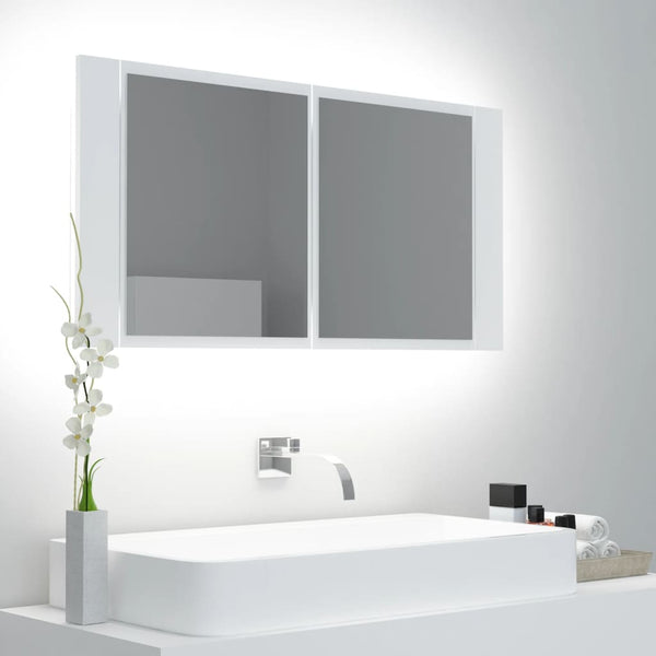 LED Badspiegelschrank Weiß 90 cm