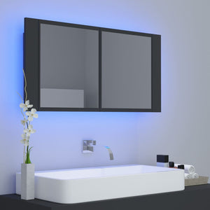 LED Badspiegelschrank Grau 90 cm