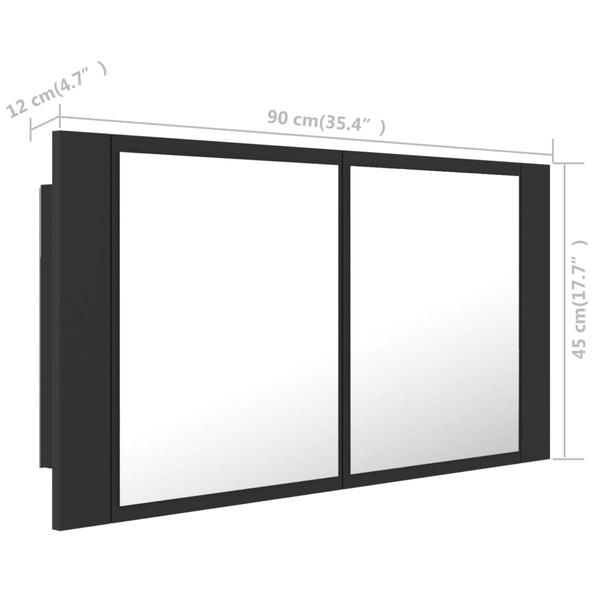 LED Badspiegelschrank Grau 90 cm