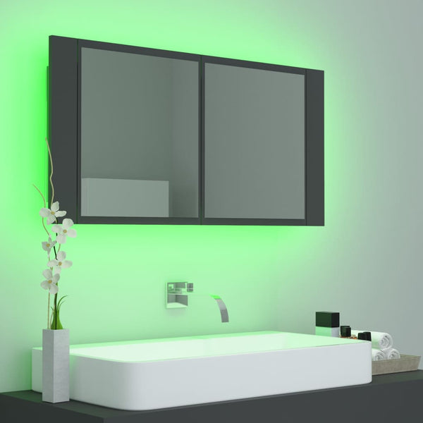LED Badspiegelschrank Grau 90 cm