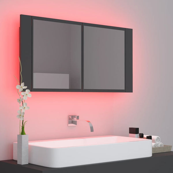 LED Badspiegelschrank Grau 90 cm
