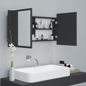 LED Badspiegelschrank Grau 90 cm