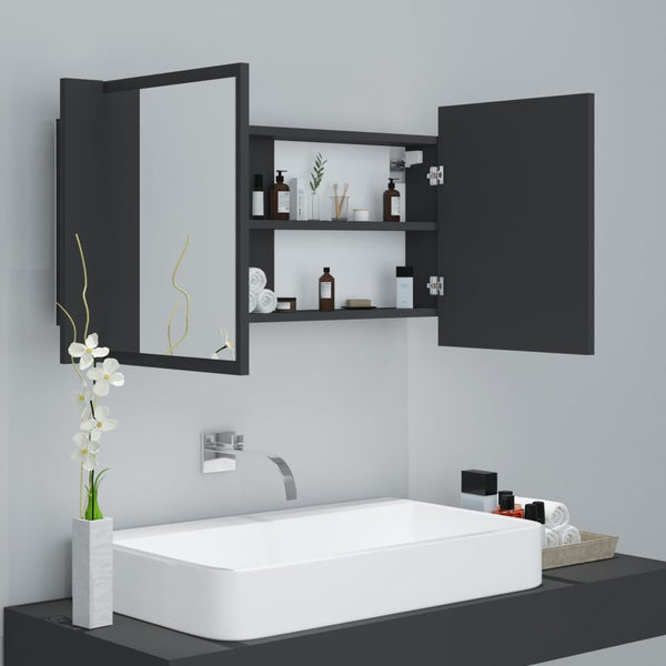 LED Badspiegelschrank Grau 90 cm