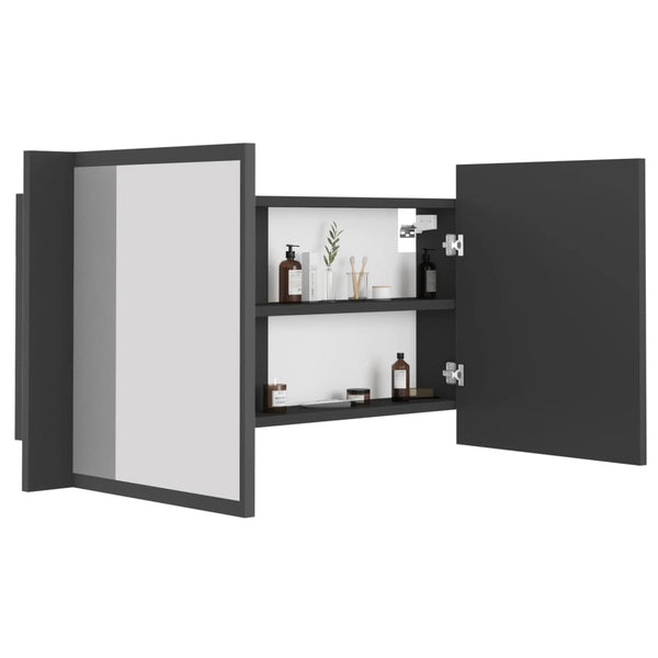 LED Badspiegelschrank Grau 90 cm