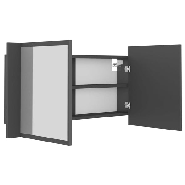 LED Badspiegelschrank Grau 90 cm