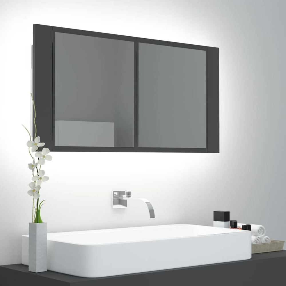 LED Badspiegelschrank Grau 90 cm