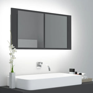LED Badspiegelschrank Grau 90 cm