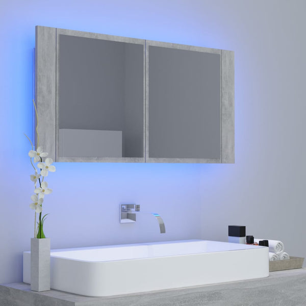 LED Bad Spiegelschrank Betongrau 90 cm