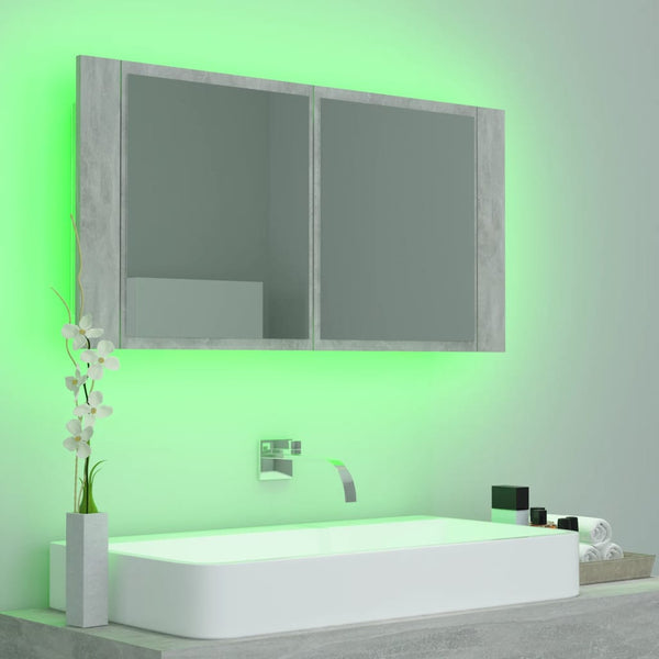 LED Bad Spiegelschrank Betongrau 90 cm