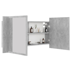 LED Bad Spiegelschrank Betongrau 90 cm