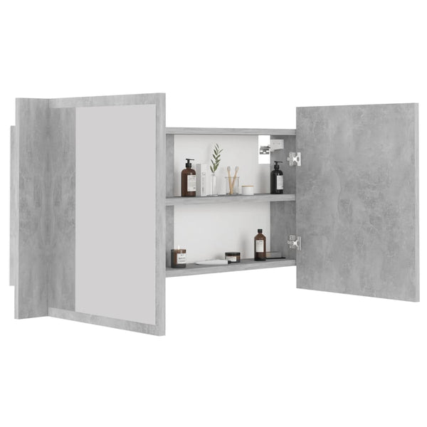 LED Bad Spiegelschrank Betongrau 90 cm