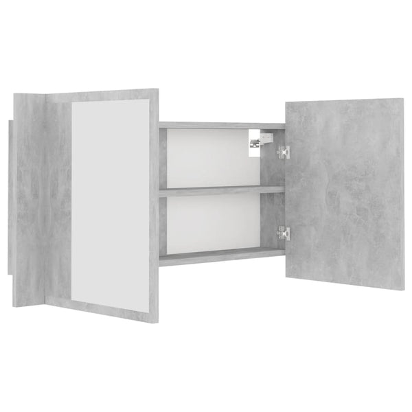 LED Bad Spiegelschrank Betongrau 90 cm