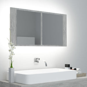 LED Bad Spiegelschrank Betongrau 90 cm