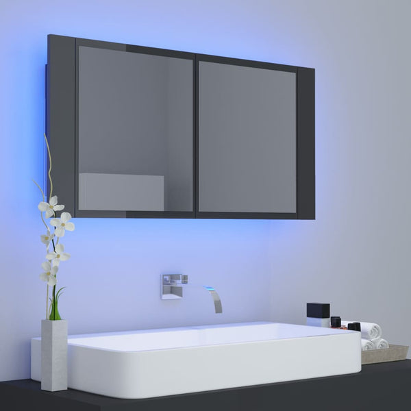 LED Bad Spiegelschrank Grau 90x45 cm