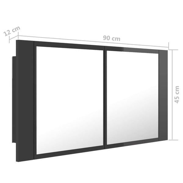 LED Bad Spiegelschrank Grau 90x45 cm