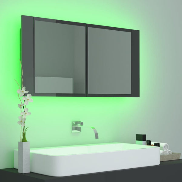 LED Bad Spiegelschrank Grau 90x45 cm