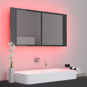 LED Bad Spiegelschrank Grau 90x45 cm