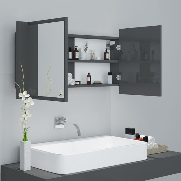 LED Bad Spiegelschrank Grau 90x45 cm