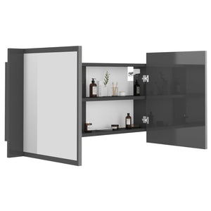 LED Bad Spiegelschrank Grau 90x45 cm