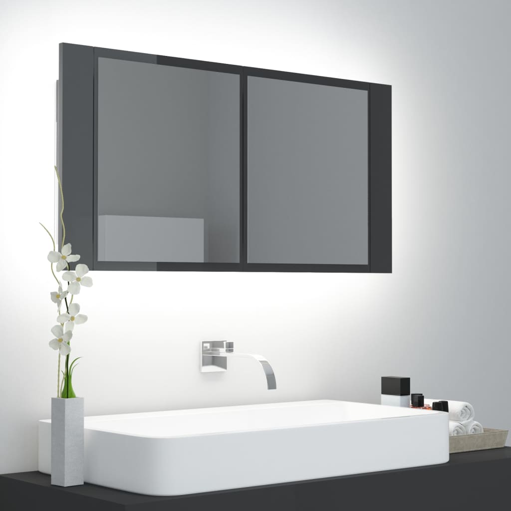 LED Bad Spiegelschrank Grau 90x45 cm