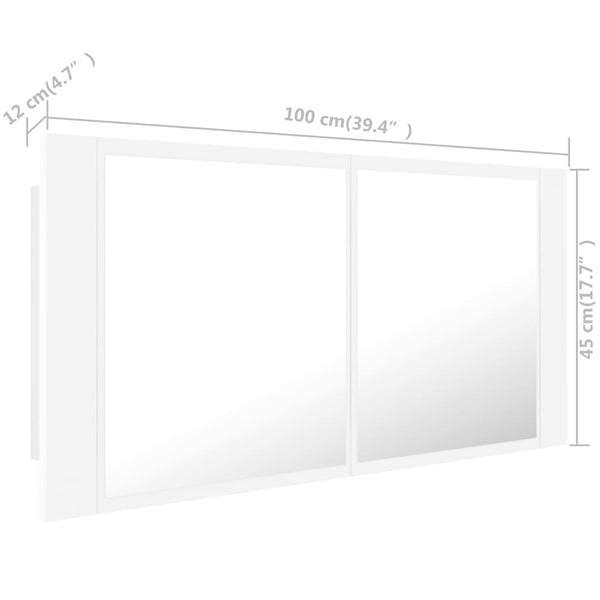 LED Bad Spiegelschrank Weiß 100 cm