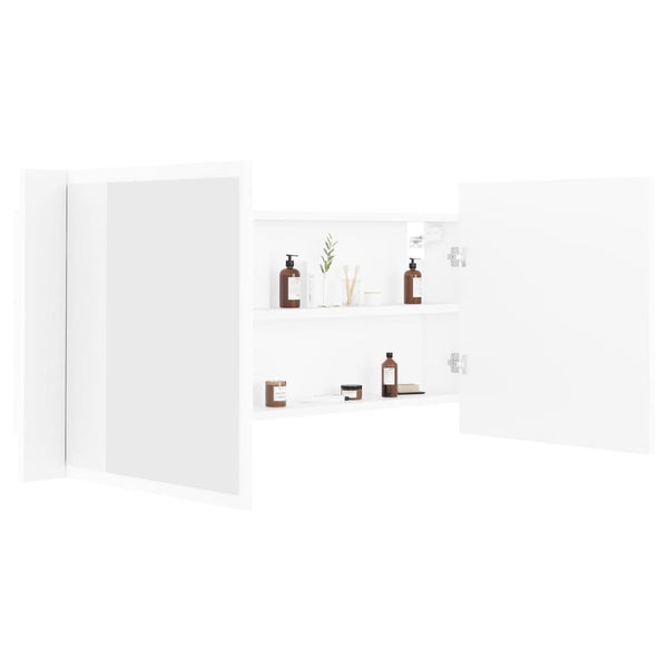 LED Bad Spiegelschrank Weiß 100 cm