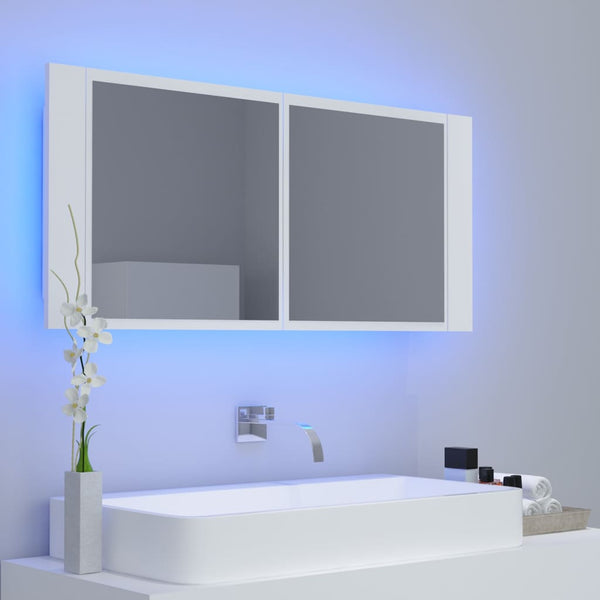 LED Bad Spiegelschrank Weiß 100 cm