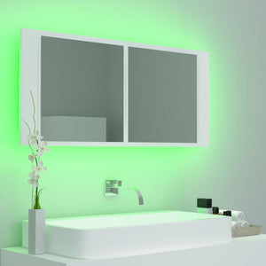 LED Bad Spiegelschrank Weiß 100 cm