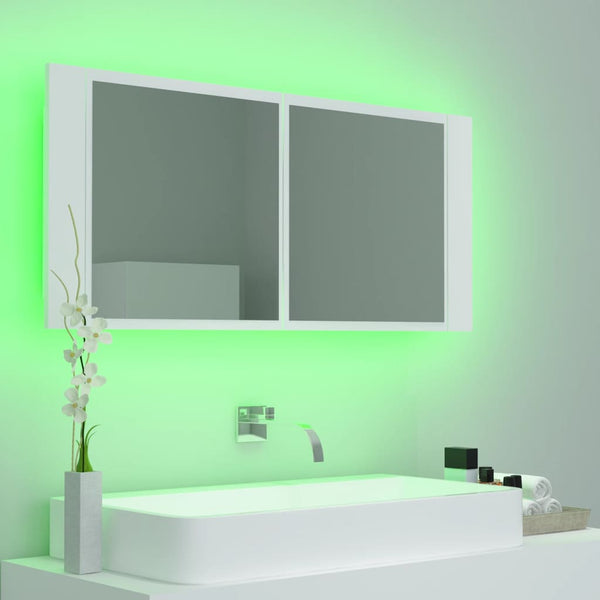 LED Bad Spiegelschrank Weiß 100 cm