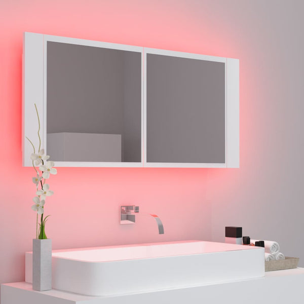 LED Bad Spiegelschrank Weiß 100 cm