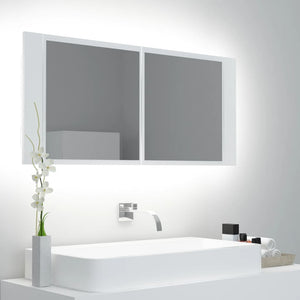 LED Bad Spiegelschrank Weiß 100 cm