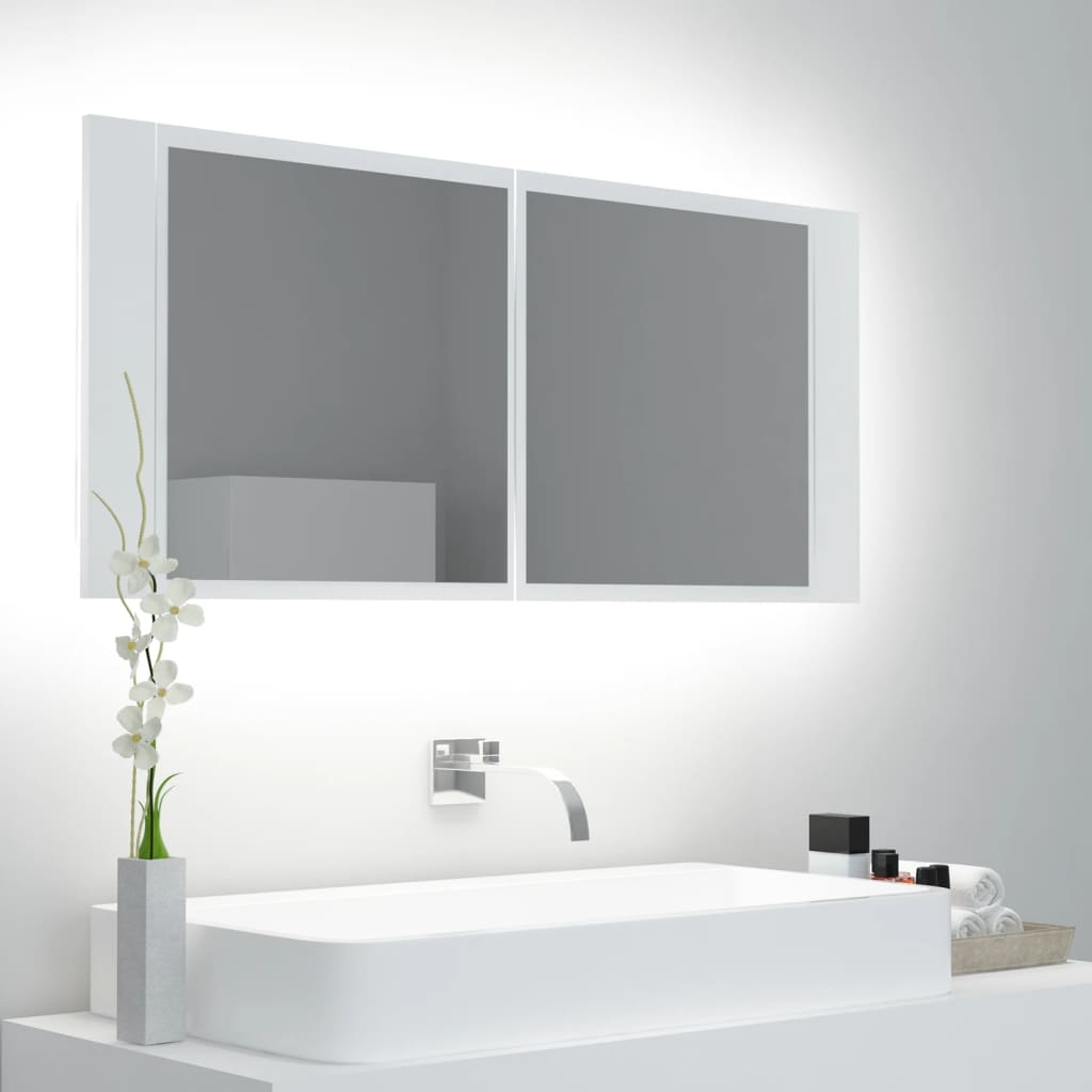 LED Bad Spiegelschrank Weiß 100 cm