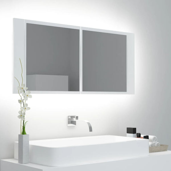 LED Bad Spiegelschrank Weiß 100 cm