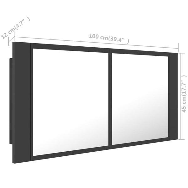 LED Bad Spiegelschrank Grau 100 cm