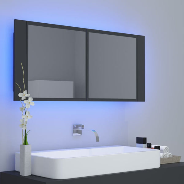 LED Bad Spiegelschrank Grau 100 cm