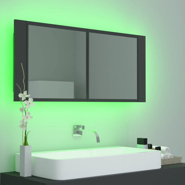 LED Bad Spiegelschrank Grau 100 cm