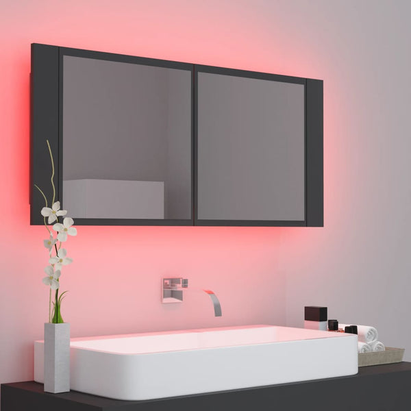 LED Bad Spiegelschrank Grau 100 cm