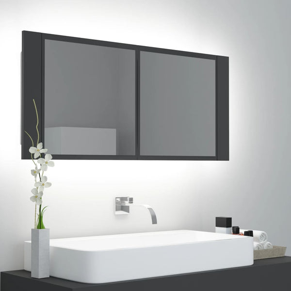LED Bad Spiegelschrank Grau 100 cm
