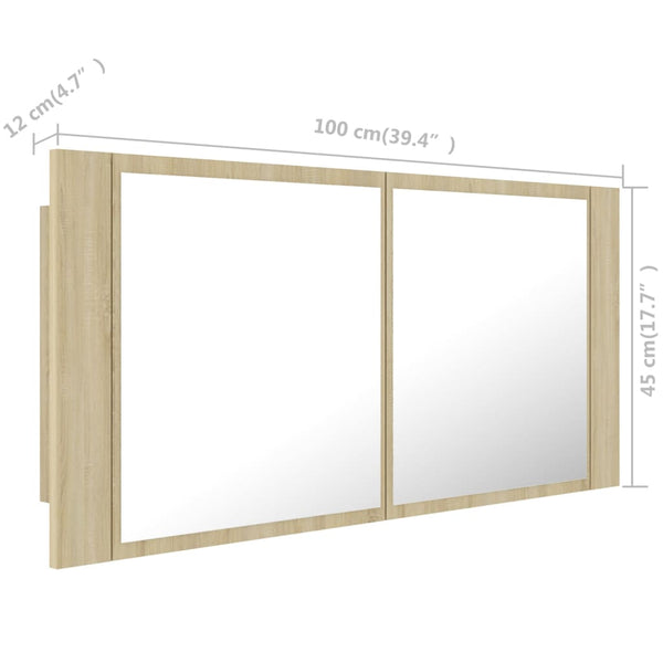 LED Bad Spiegelschrank Sonoma Eiche 100 cm