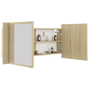 LED Bad Spiegelschrank Sonoma Eiche 100 cm