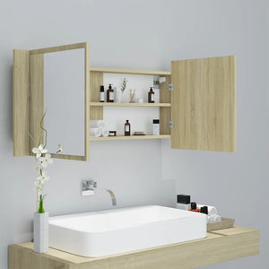 LED Bad Spiegelschrank Sonoma Eiche 100 cm