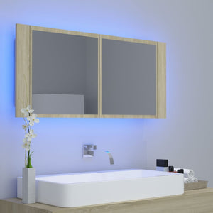 LED Bad Spiegelschrank Sonoma Eiche 100 cm