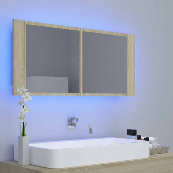 LED Bad Spiegelschrank Sonoma Eiche 100 cm