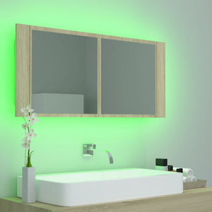 LED Bad Spiegelschrank Sonoma Eiche 100 cm