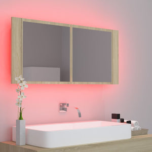 LED Bad Spiegelschrank Sonoma Eiche 100 cm