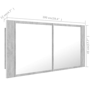 LED Badspiegelschrank Betongrau 100 cm