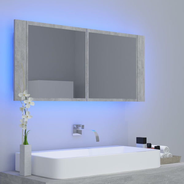 LED Badspiegelschrank Betongrau 100 cm